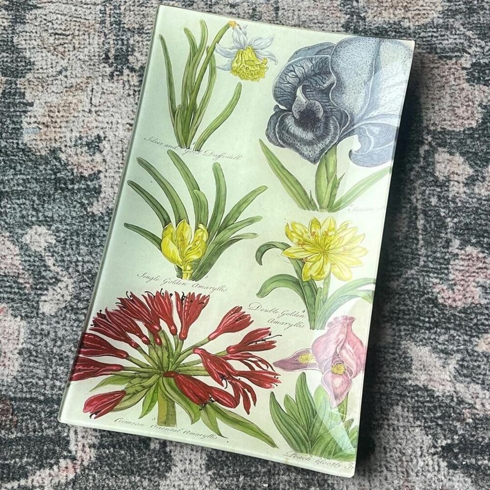 SIGNED John Derian Floral Print Dish Tray Plate Catch All Design Hanging Art